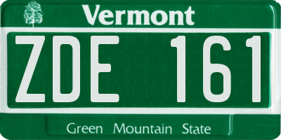 VT license plate ZDE161