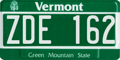 VT license plate ZDE162