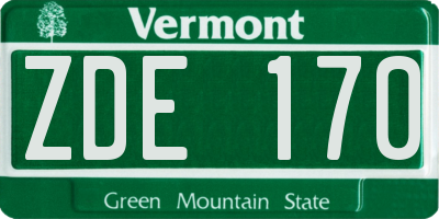 VT license plate ZDE170