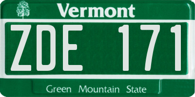 VT license plate ZDE171