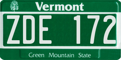 VT license plate ZDE172