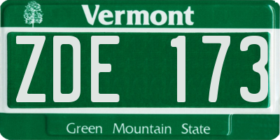 VT license plate ZDE173