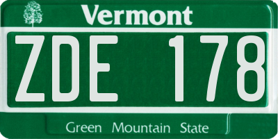 VT license plate ZDE178