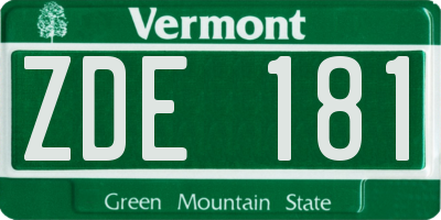 VT license plate ZDE181