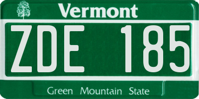 VT license plate ZDE185