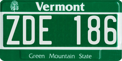VT license plate ZDE186