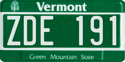 VT license plate ZDE191