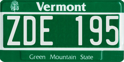VT license plate ZDE195