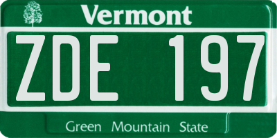 VT license plate ZDE197