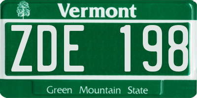 VT license plate ZDE198