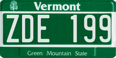 VT license plate ZDE199