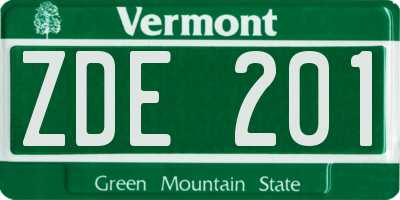 VT license plate ZDE201
