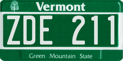 VT license plate ZDE211