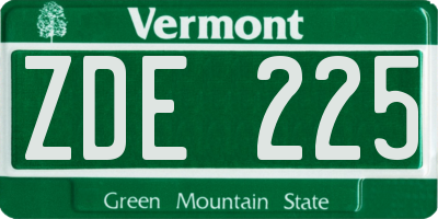 VT license plate ZDE225
