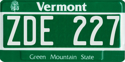 VT license plate ZDE227