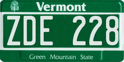 VT license plate ZDE228