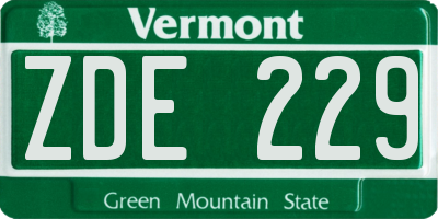 VT license plate ZDE229