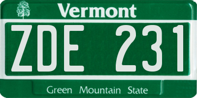 VT license plate ZDE231