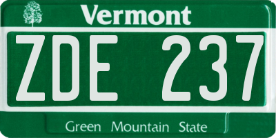 VT license plate ZDE237