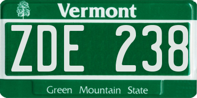 VT license plate ZDE238