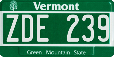 VT license plate ZDE239