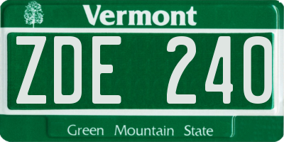 VT license plate ZDE240