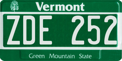 VT license plate ZDE252
