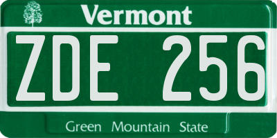 VT license plate ZDE256
