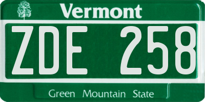 VT license plate ZDE258