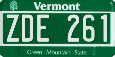 VT license plate ZDE261