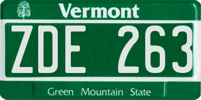 VT license plate ZDE263