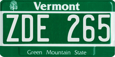 VT license plate ZDE265