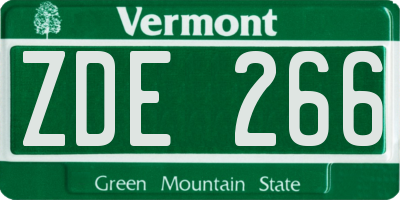 VT license plate ZDE266