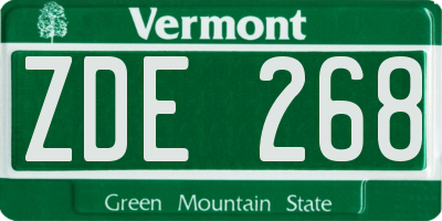 VT license plate ZDE268