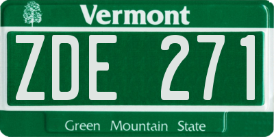 VT license plate ZDE271