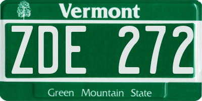 VT license plate ZDE272