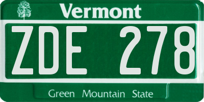VT license plate ZDE278