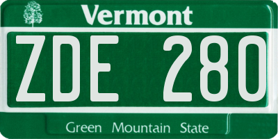 VT license plate ZDE280