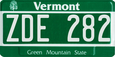 VT license plate ZDE282