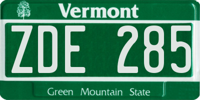 VT license plate ZDE285