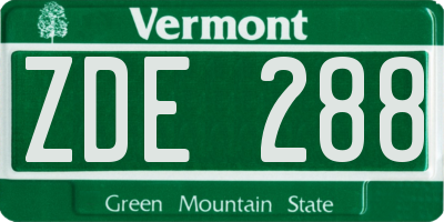 VT license plate ZDE288