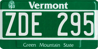 VT license plate ZDE295