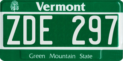 VT license plate ZDE297