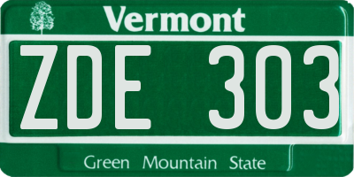VT license plate ZDE303