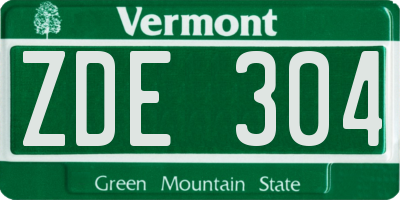 VT license plate ZDE304