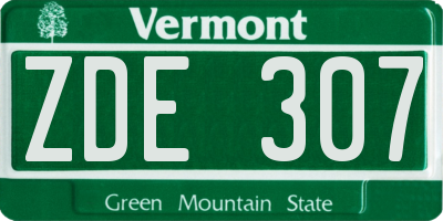 VT license plate ZDE307