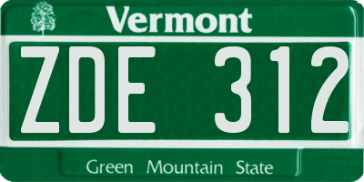 VT license plate ZDE312