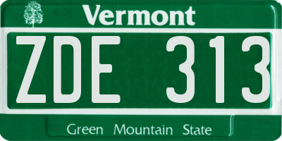 VT license plate ZDE313