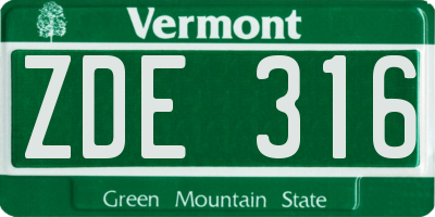 VT license plate ZDE316