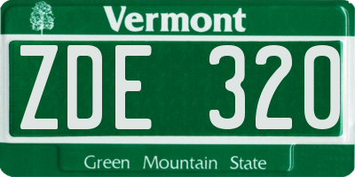 VT license plate ZDE320